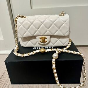 Authentic New White mini Chanel bag